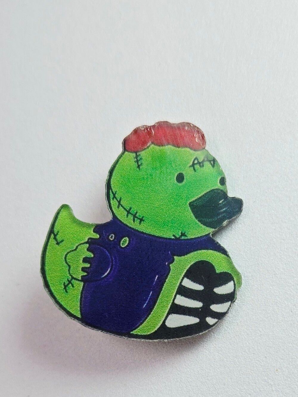 Zombie Frankenstein Monster Duck Lapel Pin Halloween Acrylic Horror Spooky Chic